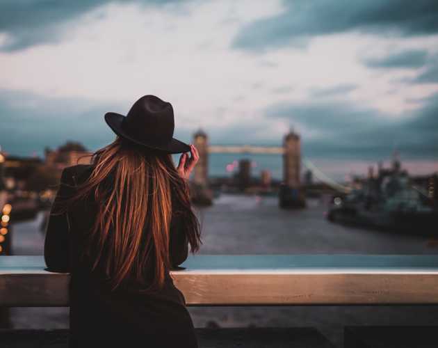 A woman looking out at London